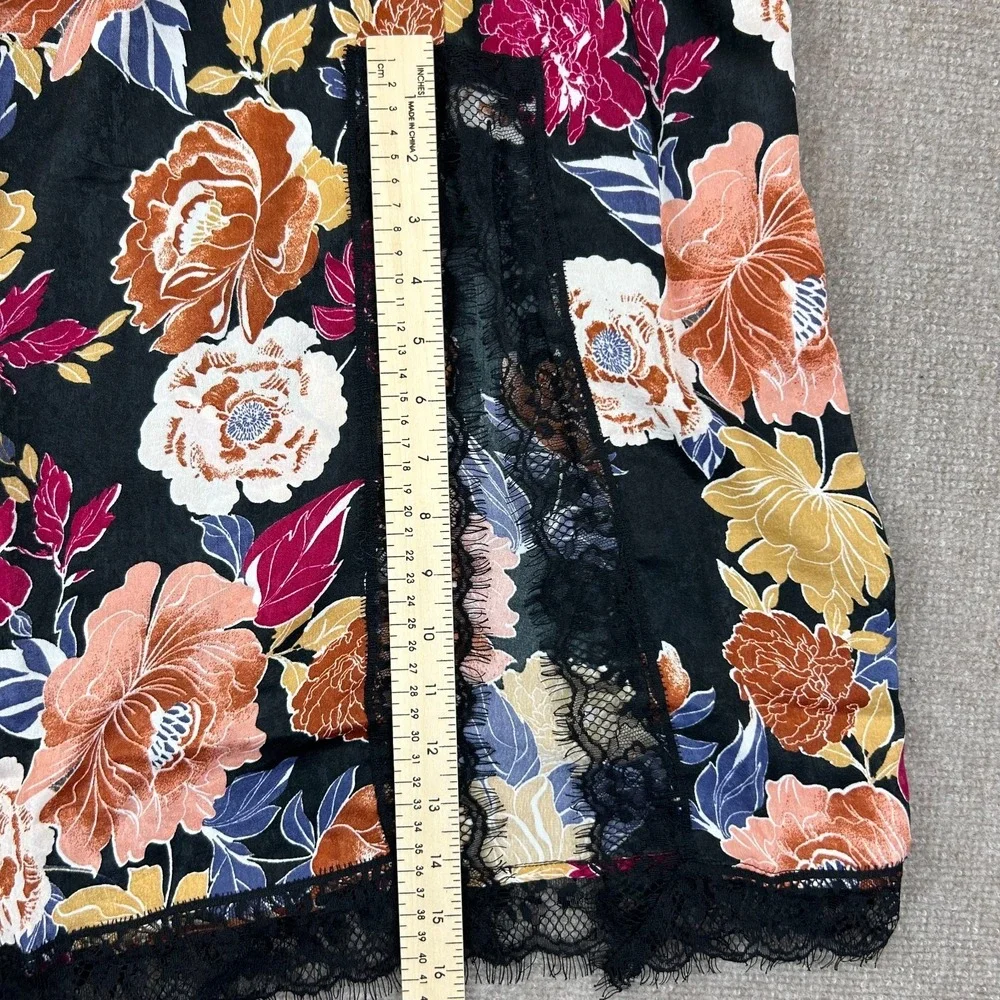 Band Of The Free Lilou Midi Skirt Womens Small Black Floral Lace Slip Front Slit